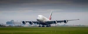 Glasgow Airport Taxi Emirates A380 landing